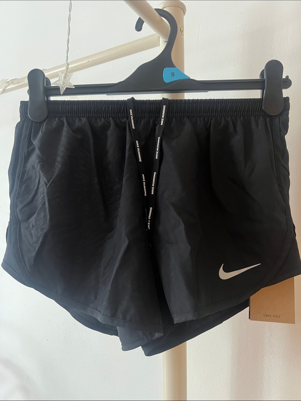 Nike Black Athletic Running Shorts with White Swoosh